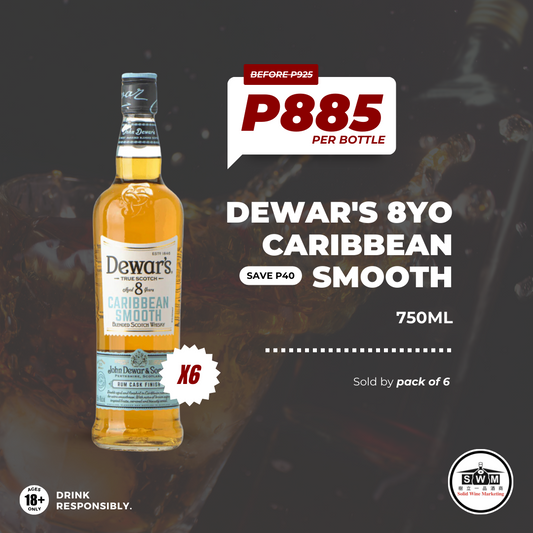 Dewar's 8YO Caribbean Smooth 750ml 6 Pack Bundle